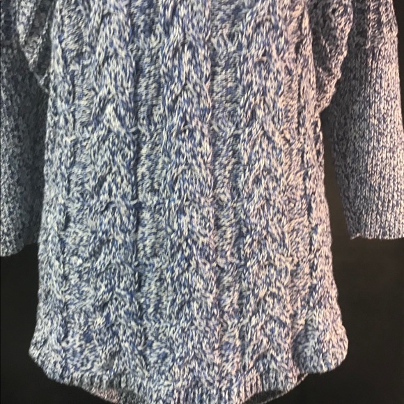 Express Blue White Cable Knit Slouch Sweater Med - Picture 4 of 8